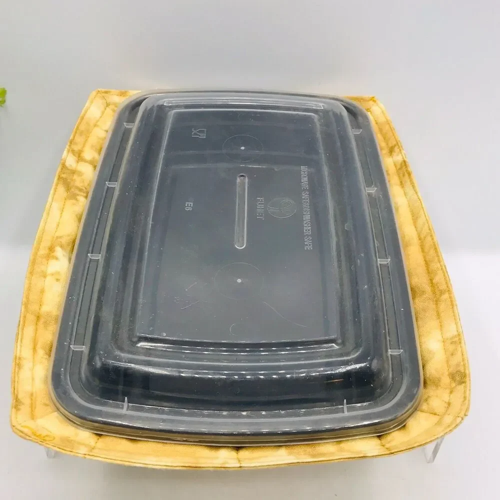 NEW! Microwave Cozy For Takeout Containers Reversible, Tan Neutrals